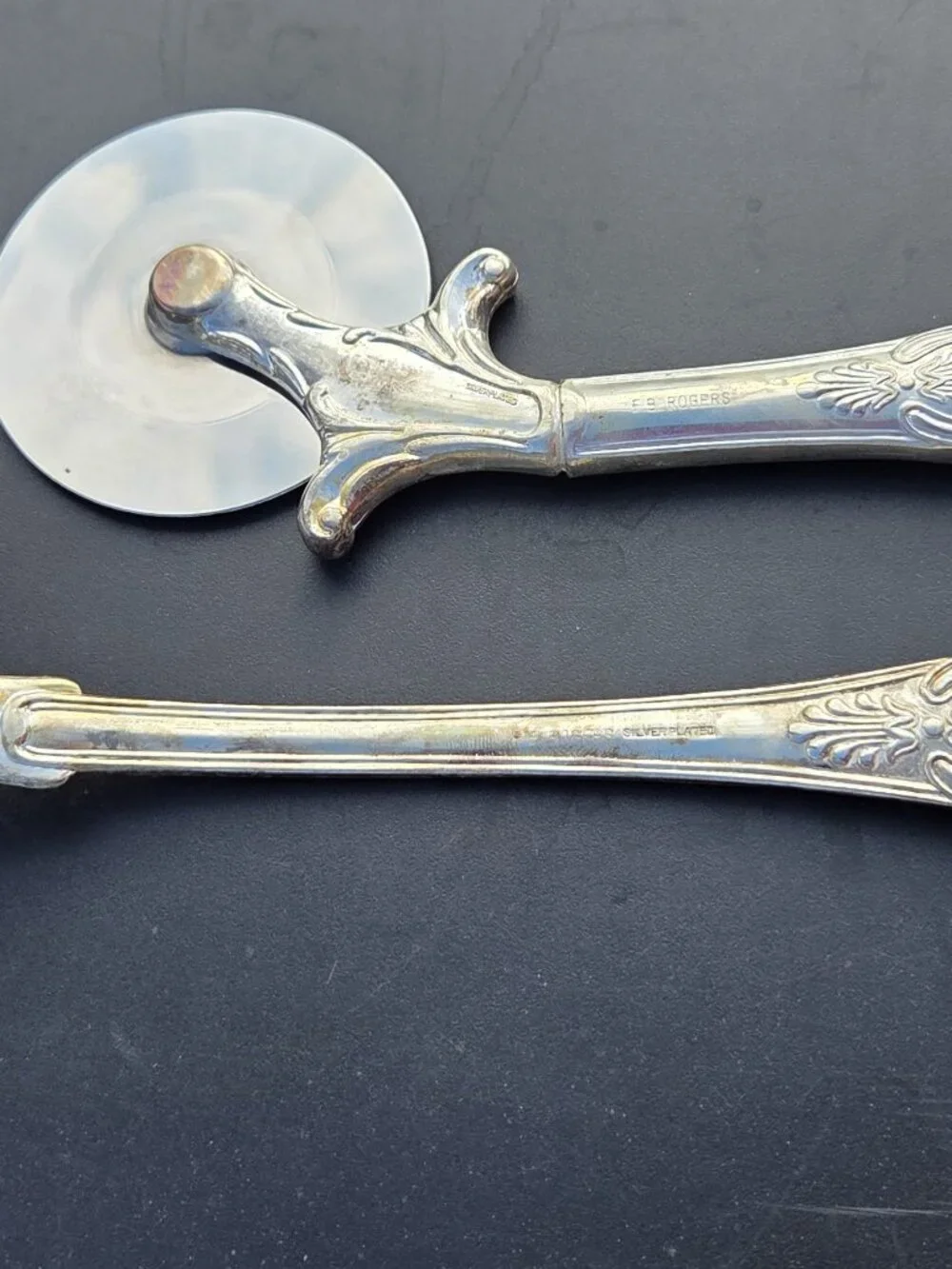 VTG Sheffield Silver Plated Pizza Cutter and Pasta Serving Spoon , Made In Italy